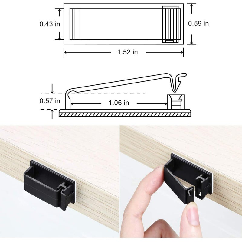 MOOCY 50Pcs Self Adhesive Cable Management Clips,Cable Organizers Wire Clips Cord Holder for PC Laptop Ethernet Cable Desktop Home Office(1.52â€™â€™ x 0.59â€™â€™ x 0.57â€™â€™, Black) - Image 2